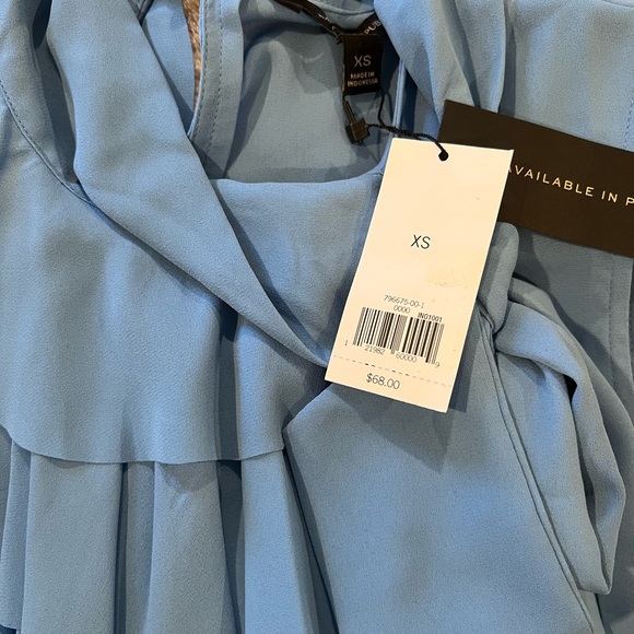 Banana Republic Tops Banana Republic Xs Womens Blue Ruffle Blouse With Bowtie Poshmark